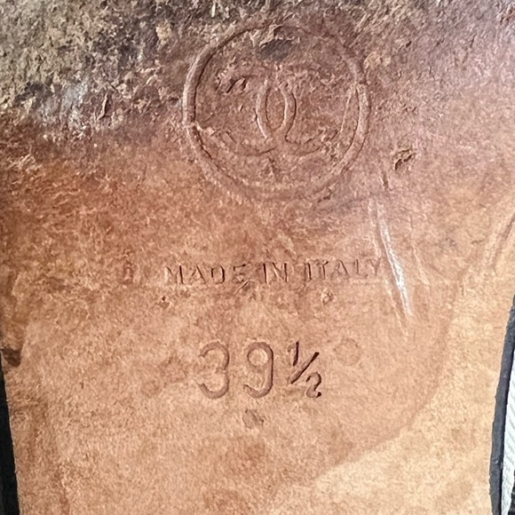 Vintage CHANEL Satin Cap Toe Mule Kitten Heels 39.5 CC Bow AUTHENTIC - Picture 7 of 13